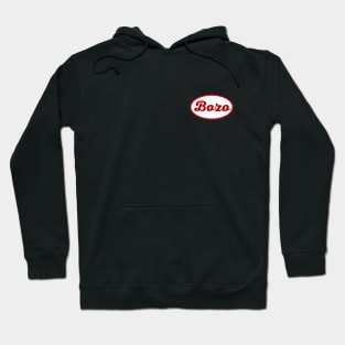 Funny Red Cursive Letters 'Bozo' Retro/Vintage Mechanic Style Name Tag Hoodie